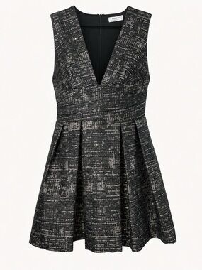 Bailey 44 Black Metallic Sleeveless Pleated Cocktail Dress Size 12